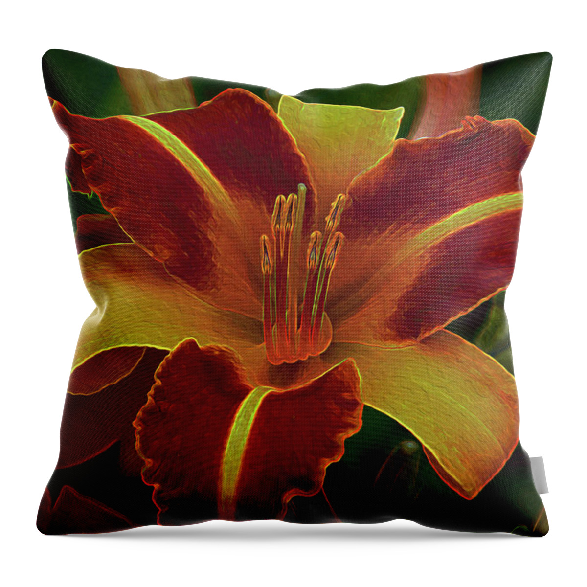  Lily Throw Pillow featuring the photograph Aflame 4 by Lynda Lehmann