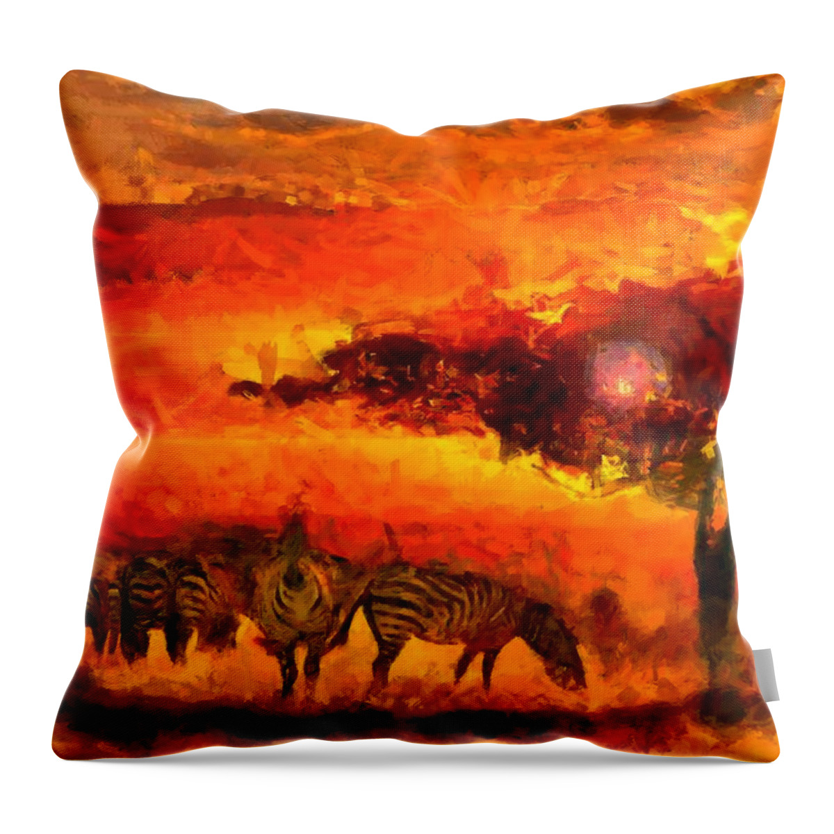 African Landscape Throw Pillow featuring the digital art African Landscape by Caito Junqueira