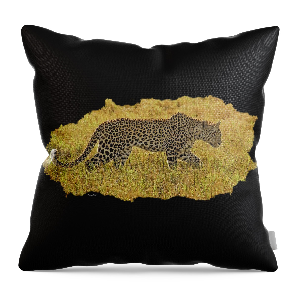 Leopard Throw Pillow featuring the digital art African Leopard 7 by Larry Linton