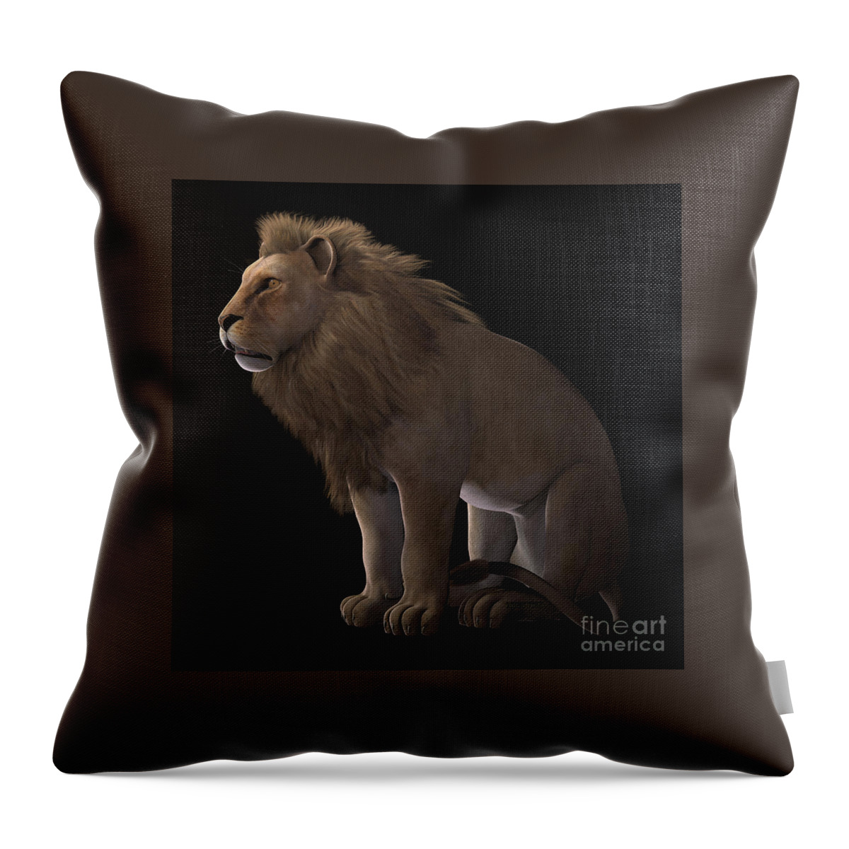 Lion Throw Pillow featuring the painting African Lion on Black by Corey Ford