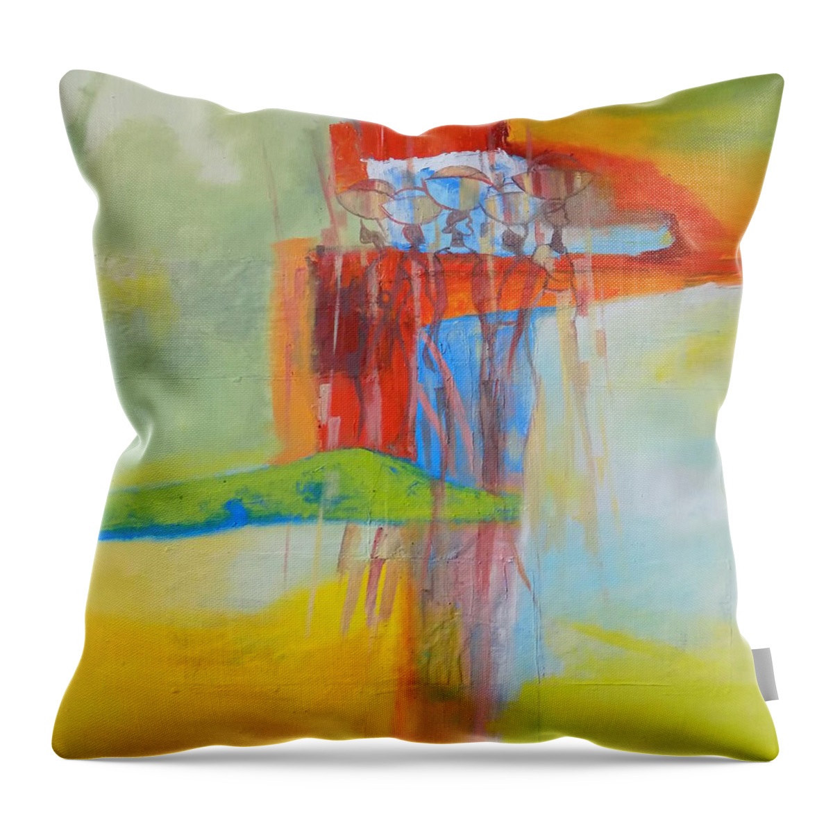 Living Room Throw Pillow featuring the painting African pattern design by Olaoluwa Smith