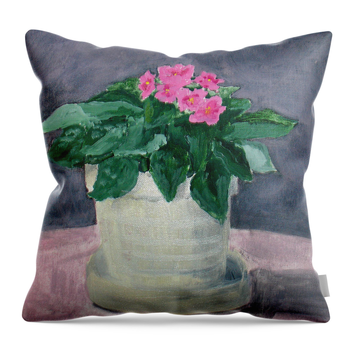 Floral Throw Pillow featuring the painting African Violet by Steve Karol