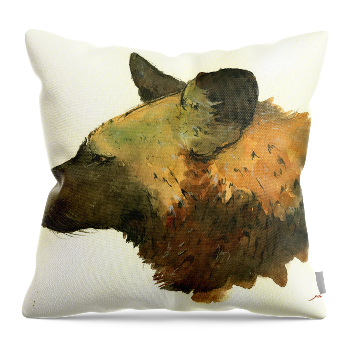 African Wild Dog Throw Pillow featuring the painting African wild dog by Juan Bosco