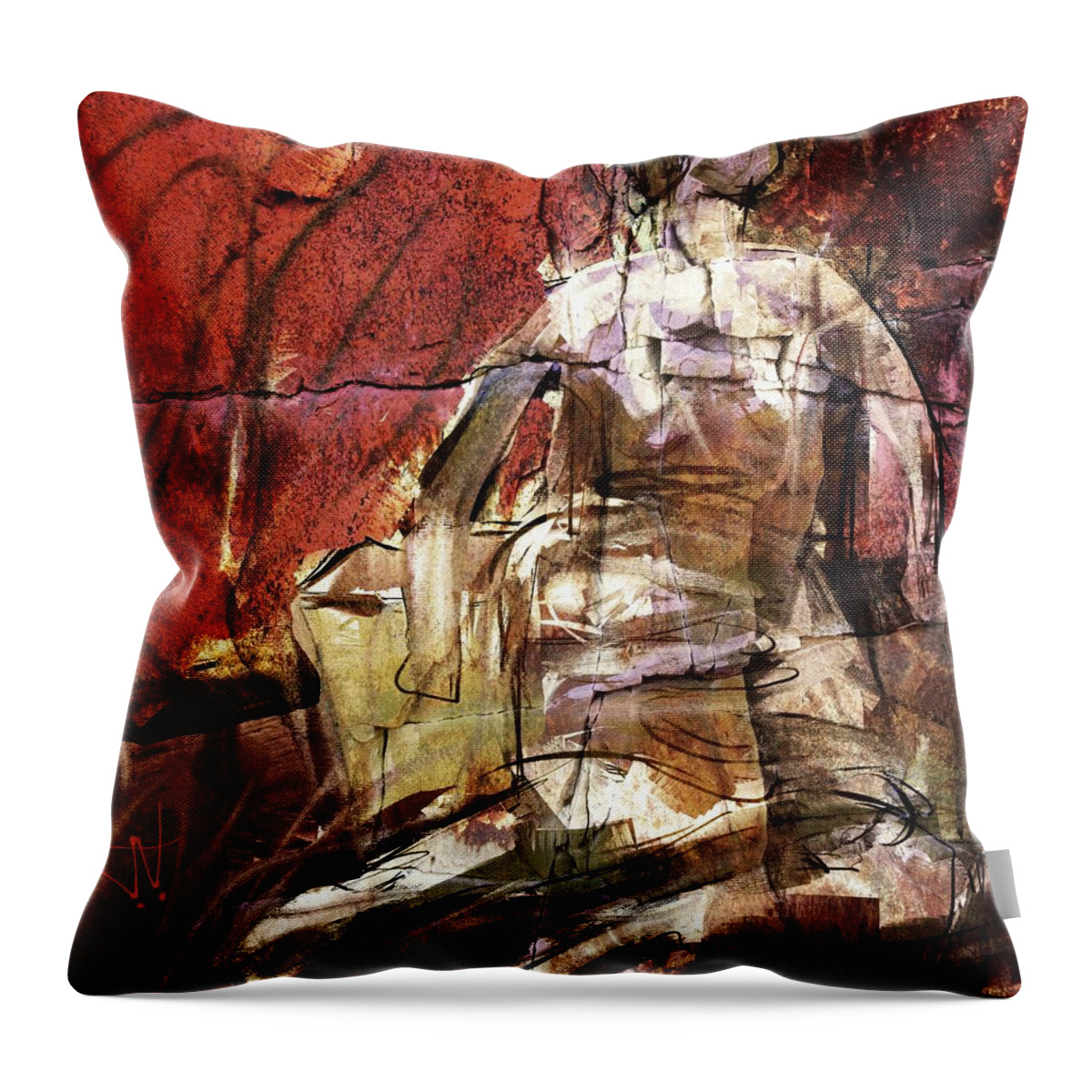 Abstract Throw Pillow featuring the digital art After Henry Moore IIII by Jim Vance