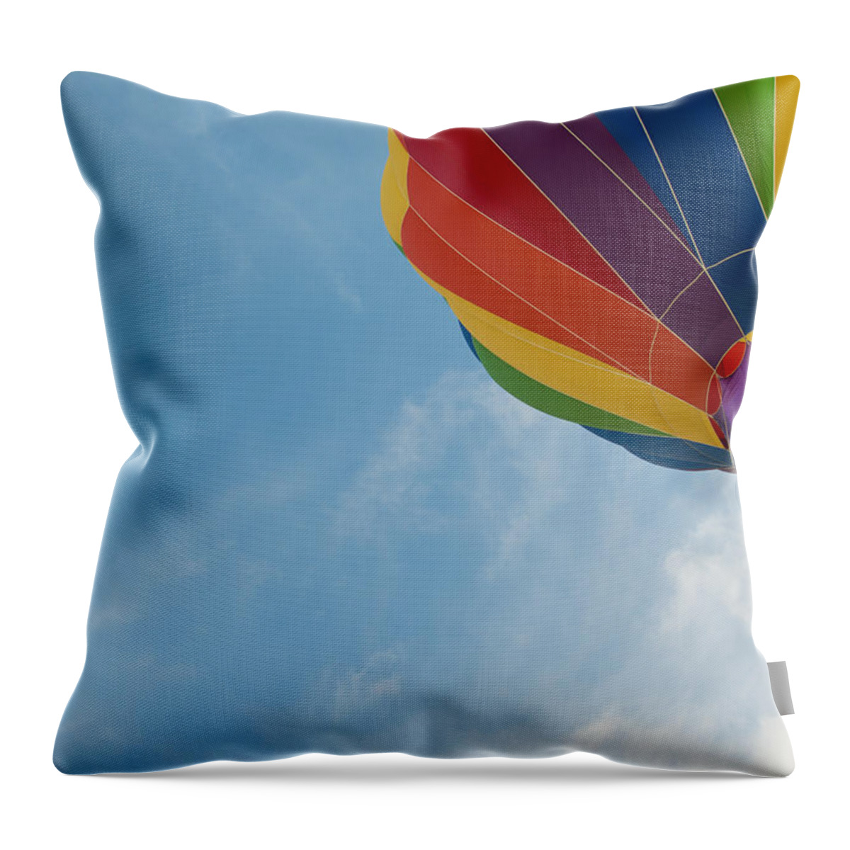 Hot Air Balloon Throw Pillow featuring the photograph After liftoff by Stephen Holst
