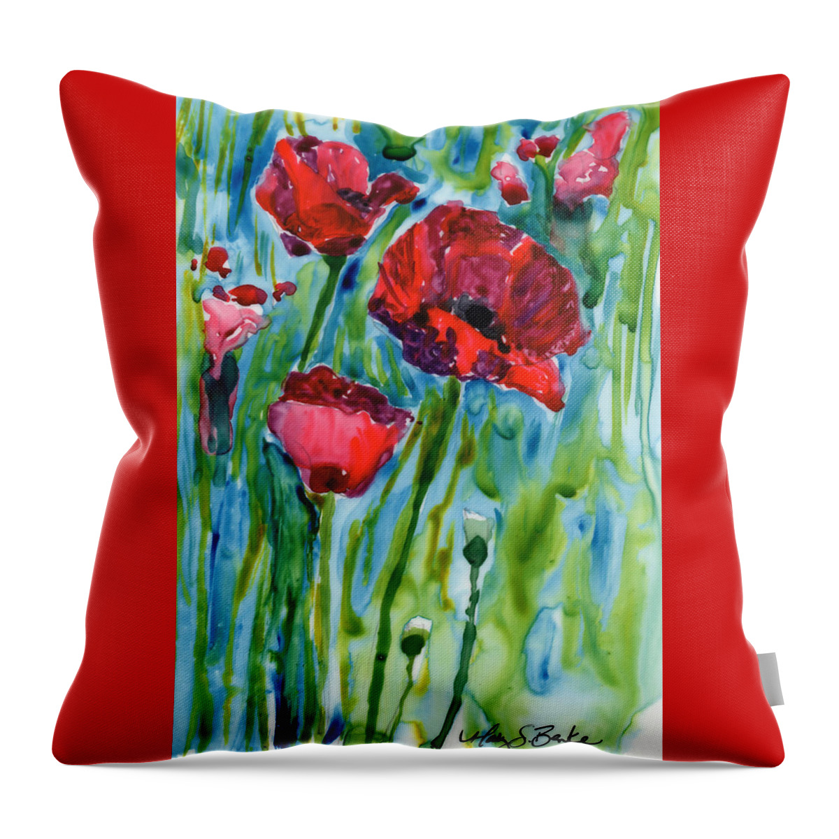 Abstract Throw Pillow featuring the painting After the Rain by Mary Benke