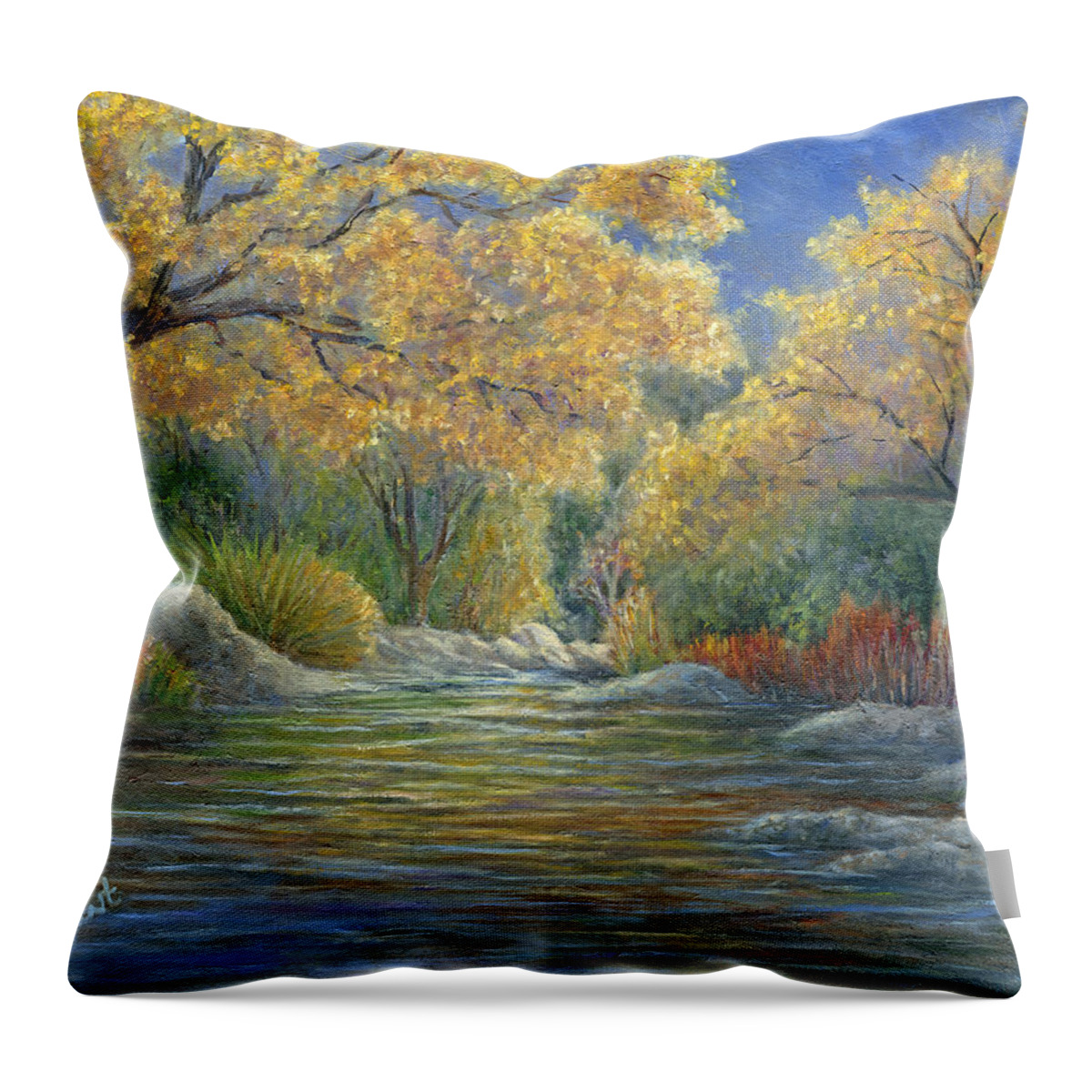 Landscape Throw Pillow featuring the painting After the Rains, Sabino Canyon by June Hunt