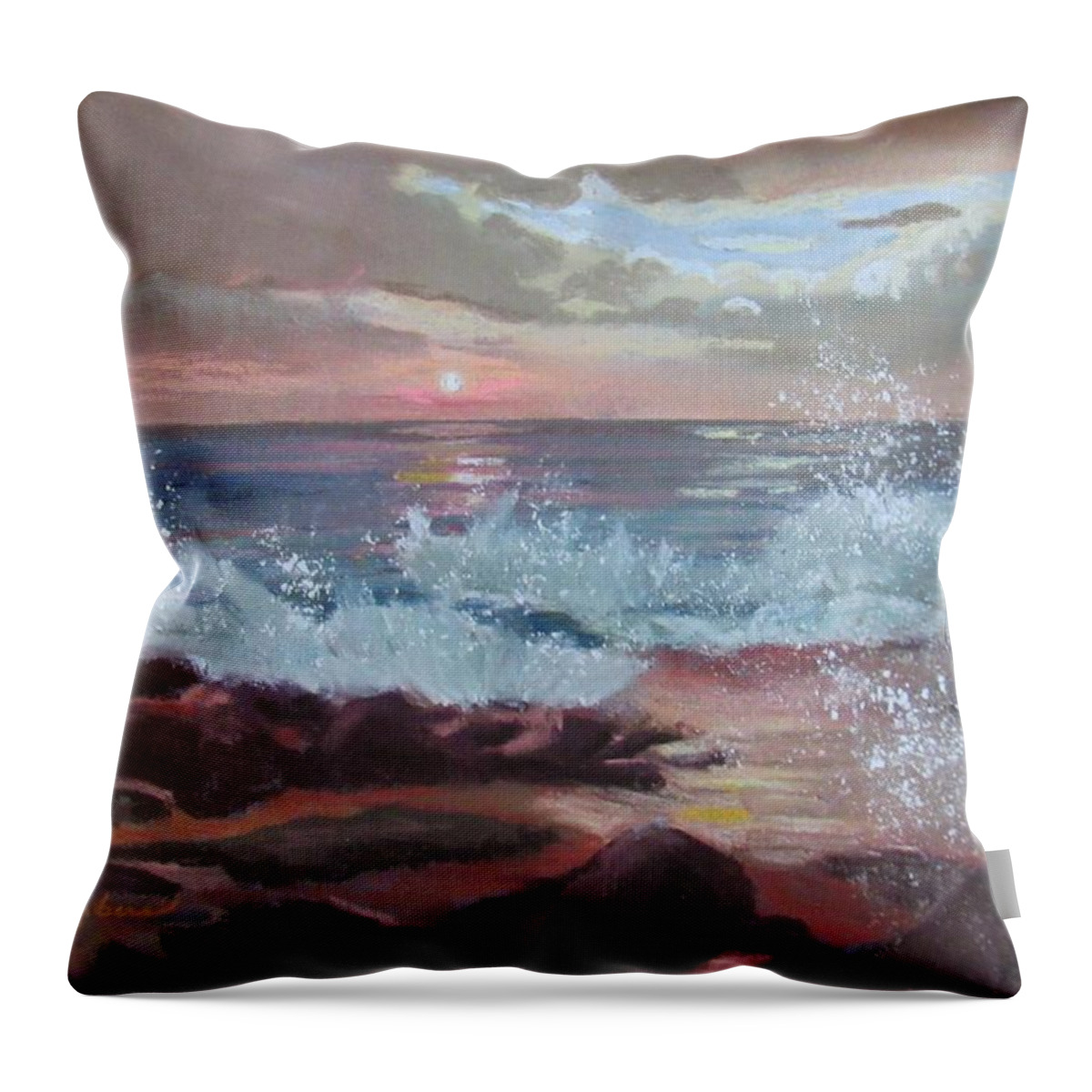 La Jolla Coast After The Storm Throw Pillow featuring the painting After The Storm by Donna Chambers