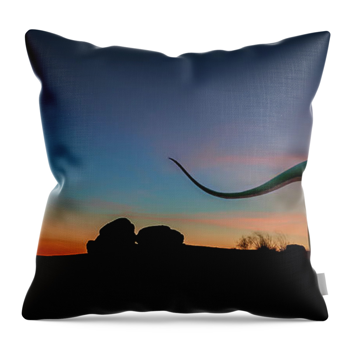 Arizona Highway Throw Pillow featuring the photograph Afterglow Dinosaur by Gary Warnimont