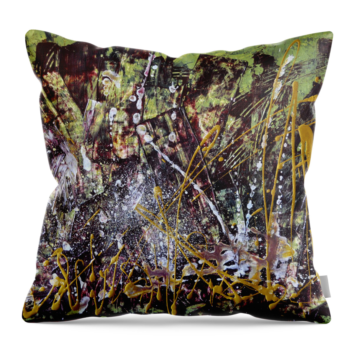 Abstract Throw Pillow featuring the painting Aftermath by Sonal Raje