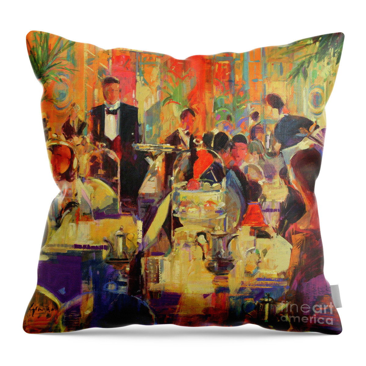 Interior Throw Pillow featuring the painting Afternoon at the Ritz by Peter Graham