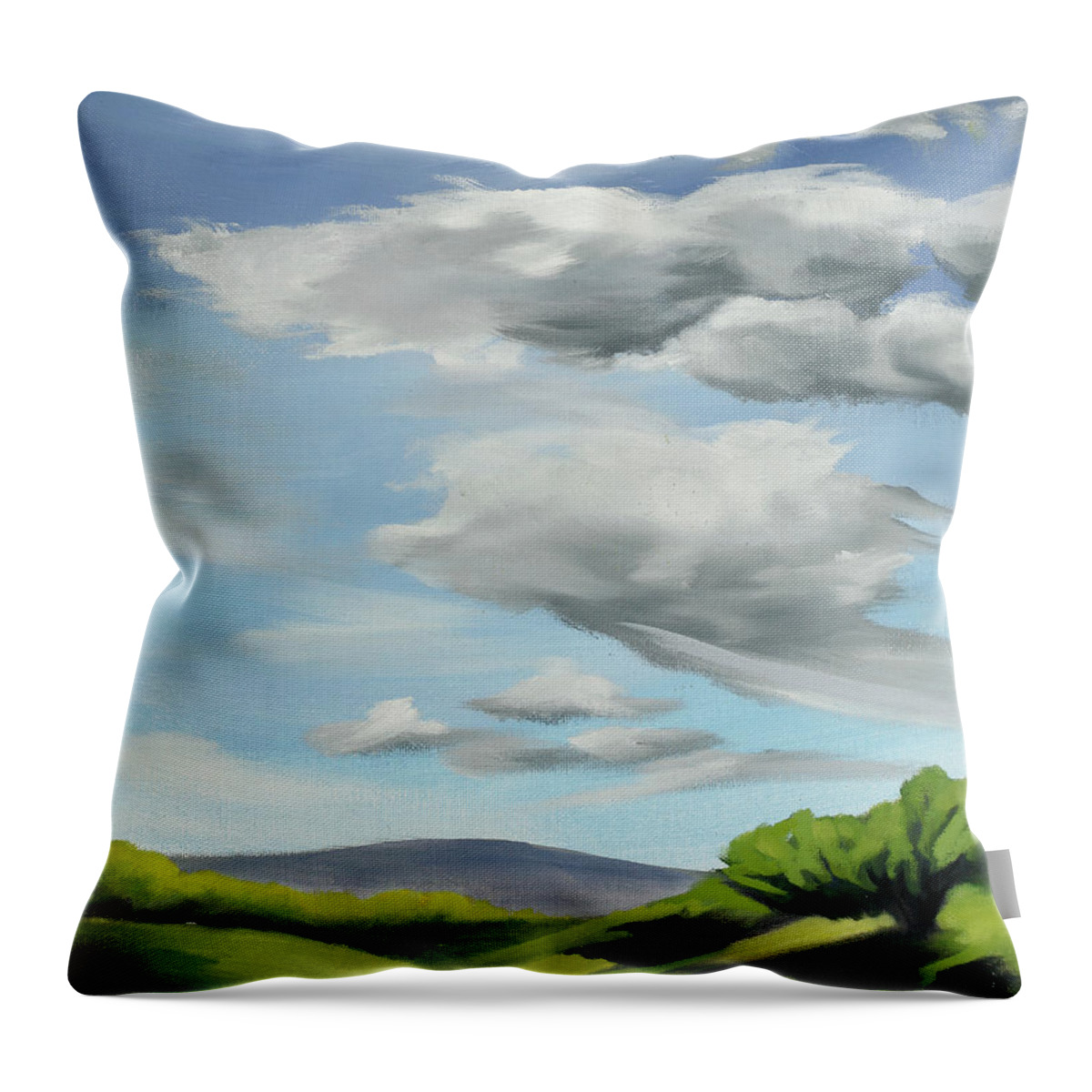 Landscape Throw Pillow featuring the painting Afternoon Clouds by Sandi Snead