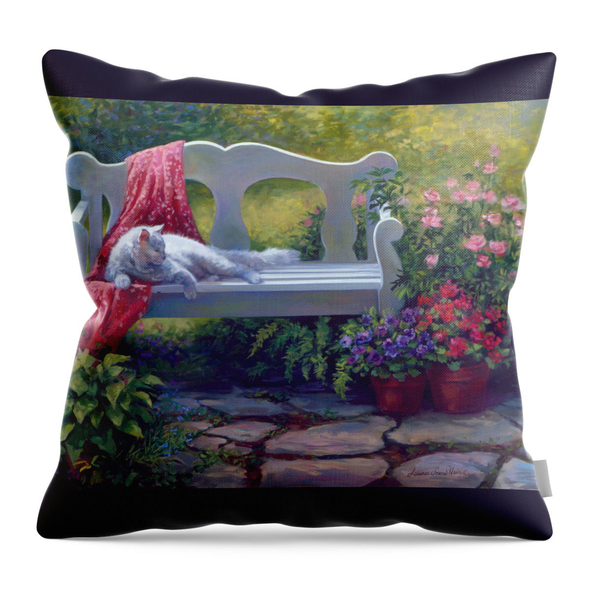Landscape Throw Pillow featuring the painting Afternoon Delight by Laurie Snow Hein