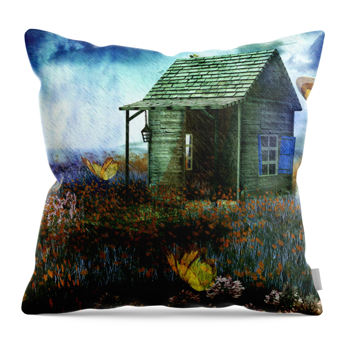 Storm Art Throw Pillow featuring the digital art Afternoon Deluge by Gallery Beguiled