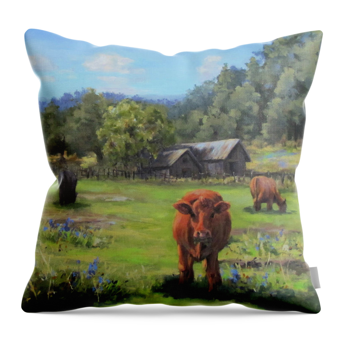 Rural Throw Pillow featuring the painting Afternoon Snack by Karen Ilari
