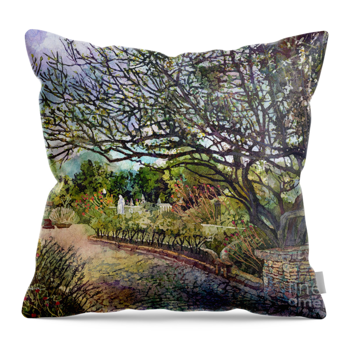 Tree Throw Pillow featuring the painting Afternoon Stroll by Hailey E Herrera