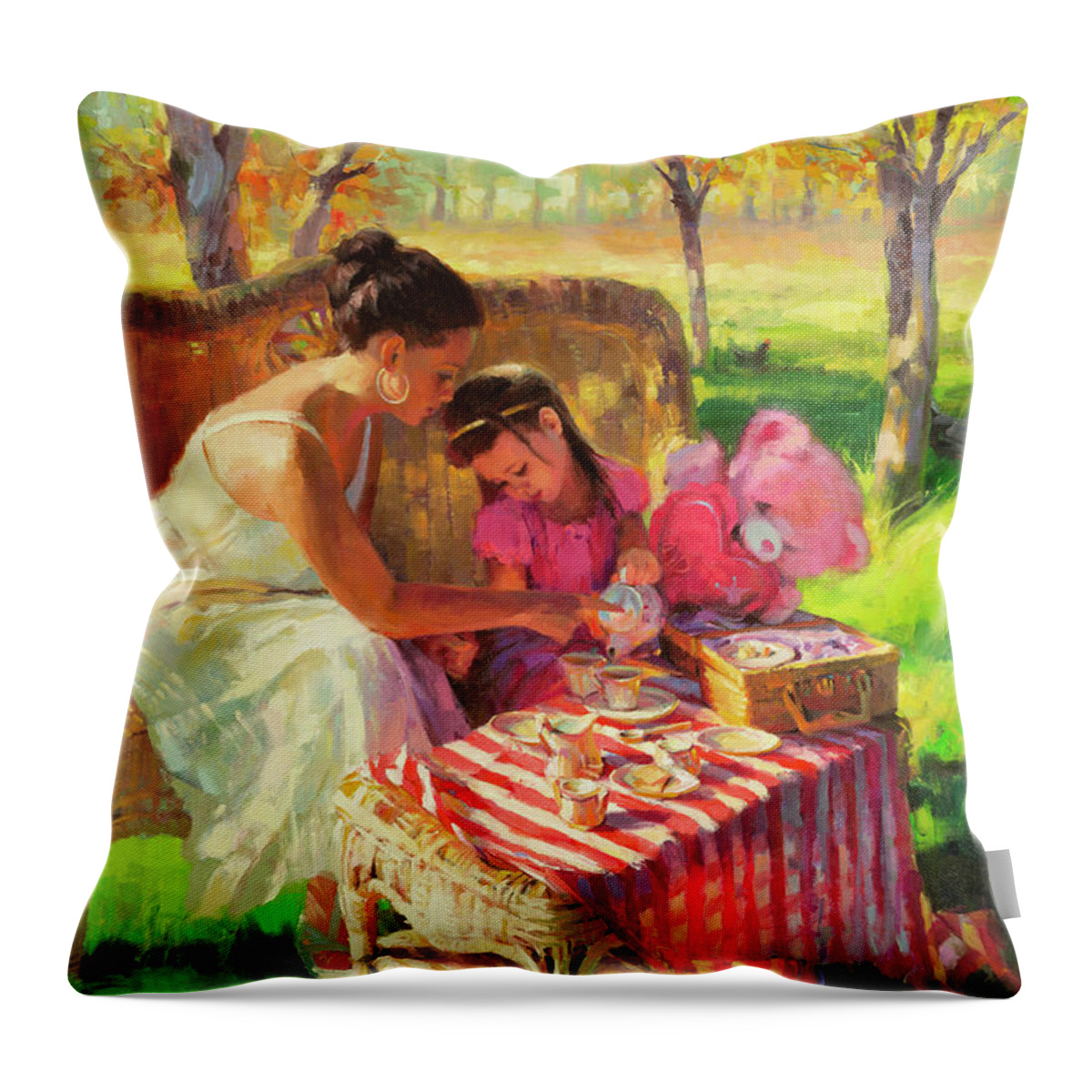Tea Throw Pillow featuring the painting Afternoon Tea Party by Steve Henderson