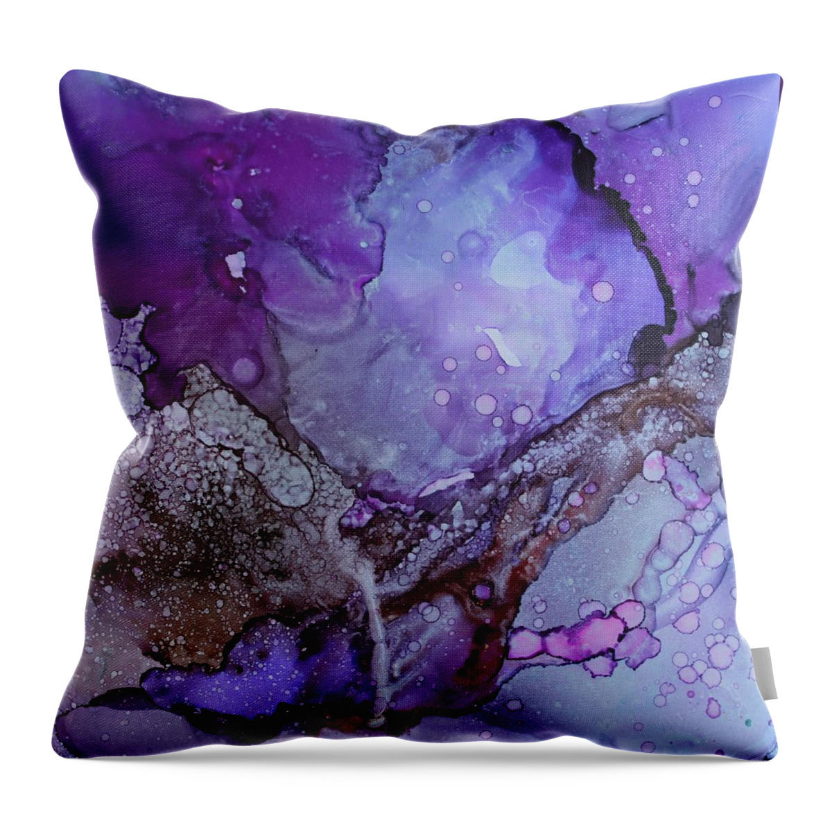 Purple Throw Pillow featuring the painting Agate by Ruth Kamenev