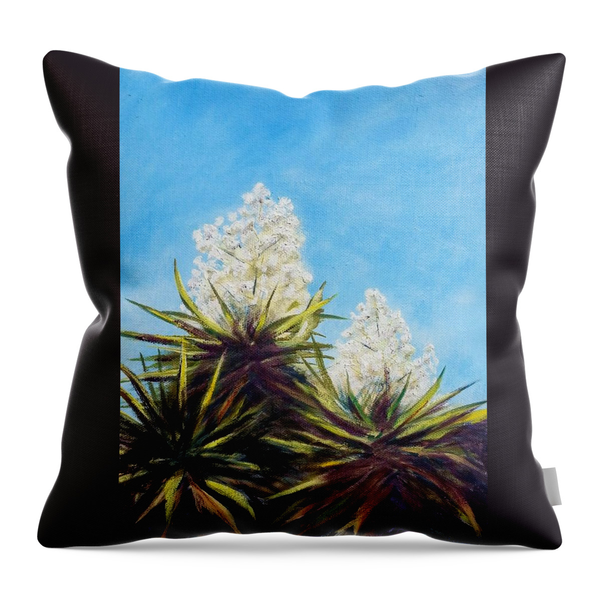 Seascapes Throw Pillow featuring the painting Agave Bloom by Jeffrey Campbell