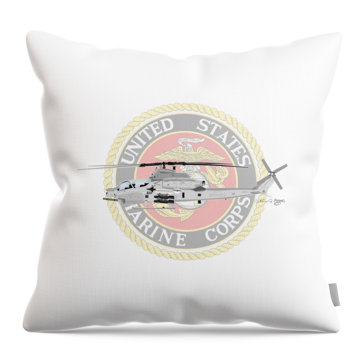 Ah-1z Throw Pillow featuring the digital art AH-1Z Viper USMC by Arthur Eggers