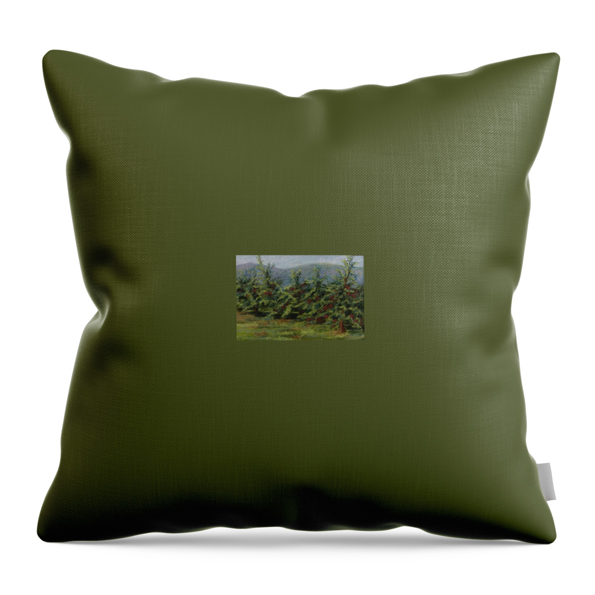 Apple Trees Throw Pillow featuring the pastel Ah The Apple Trees by Pat Snook