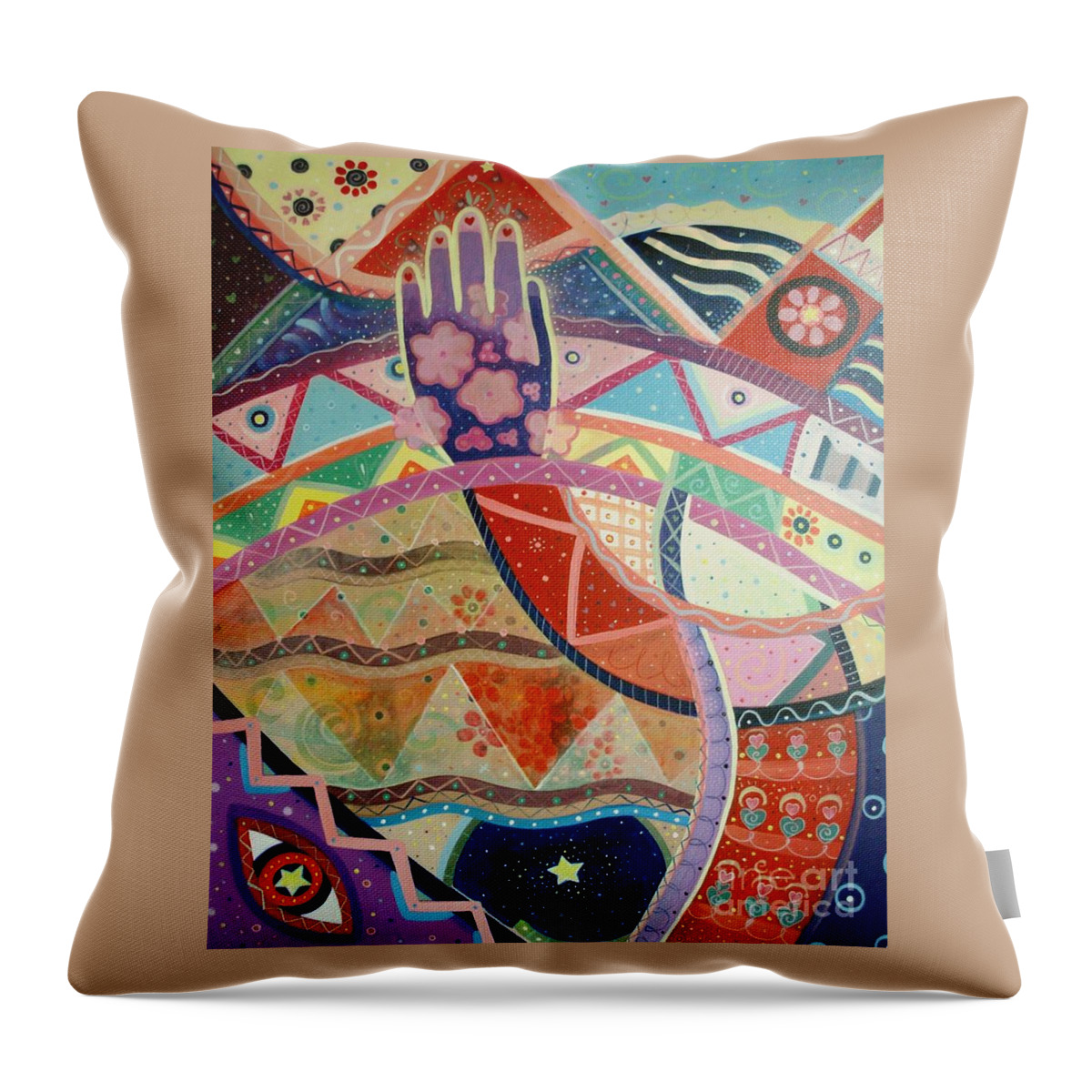 Hand Throw Pillow featuring the painting Aim High by Helena Tiainen