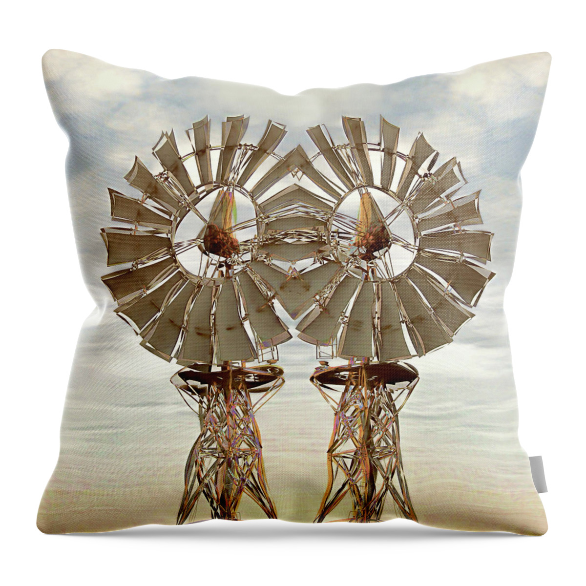 Windmill Throw Pillow featuring the digital art Air Pair by Wendy J St Christopher