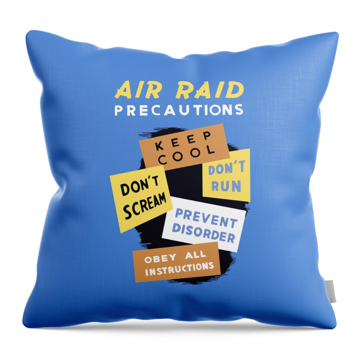 Wwii Throw Pillow featuring the mixed media Air Raid Precautions - WW2 by War Is Hell Store
