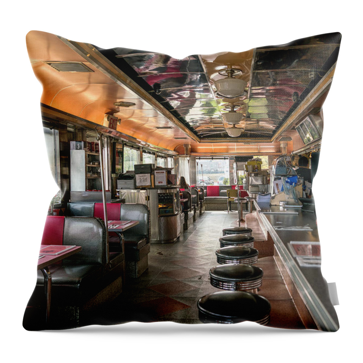 Diner Throw Pillow featuring the photograph Airline Diner by Alexis Fleisig