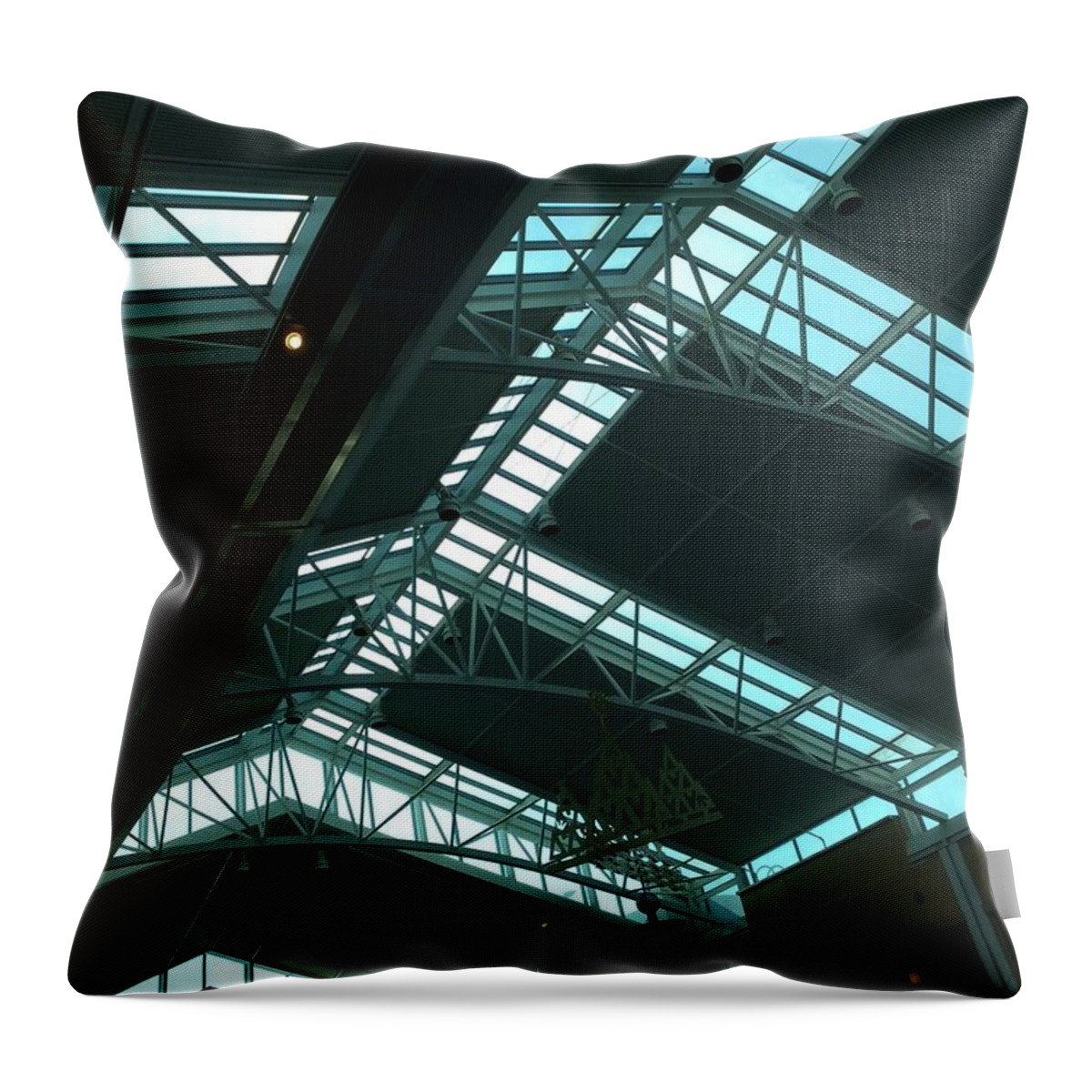 Black Throw Pillow featuring the digital art Airport by Cooky Goldblatt