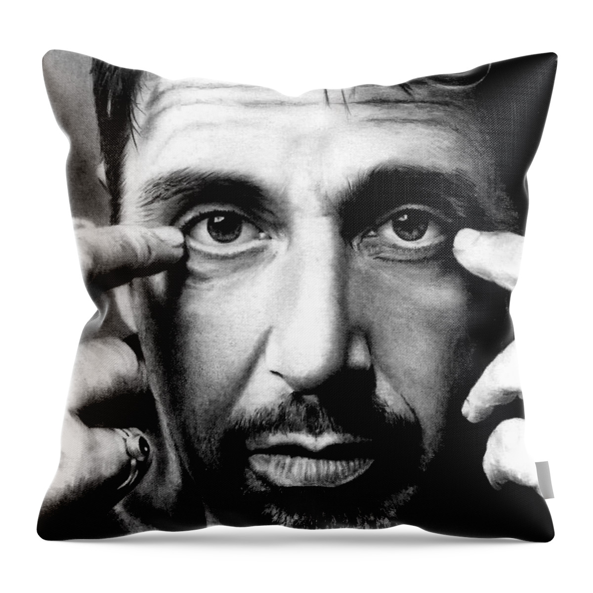 Al Pacino Throw Pillow featuring the drawing Al Pacino by Rick Fortson