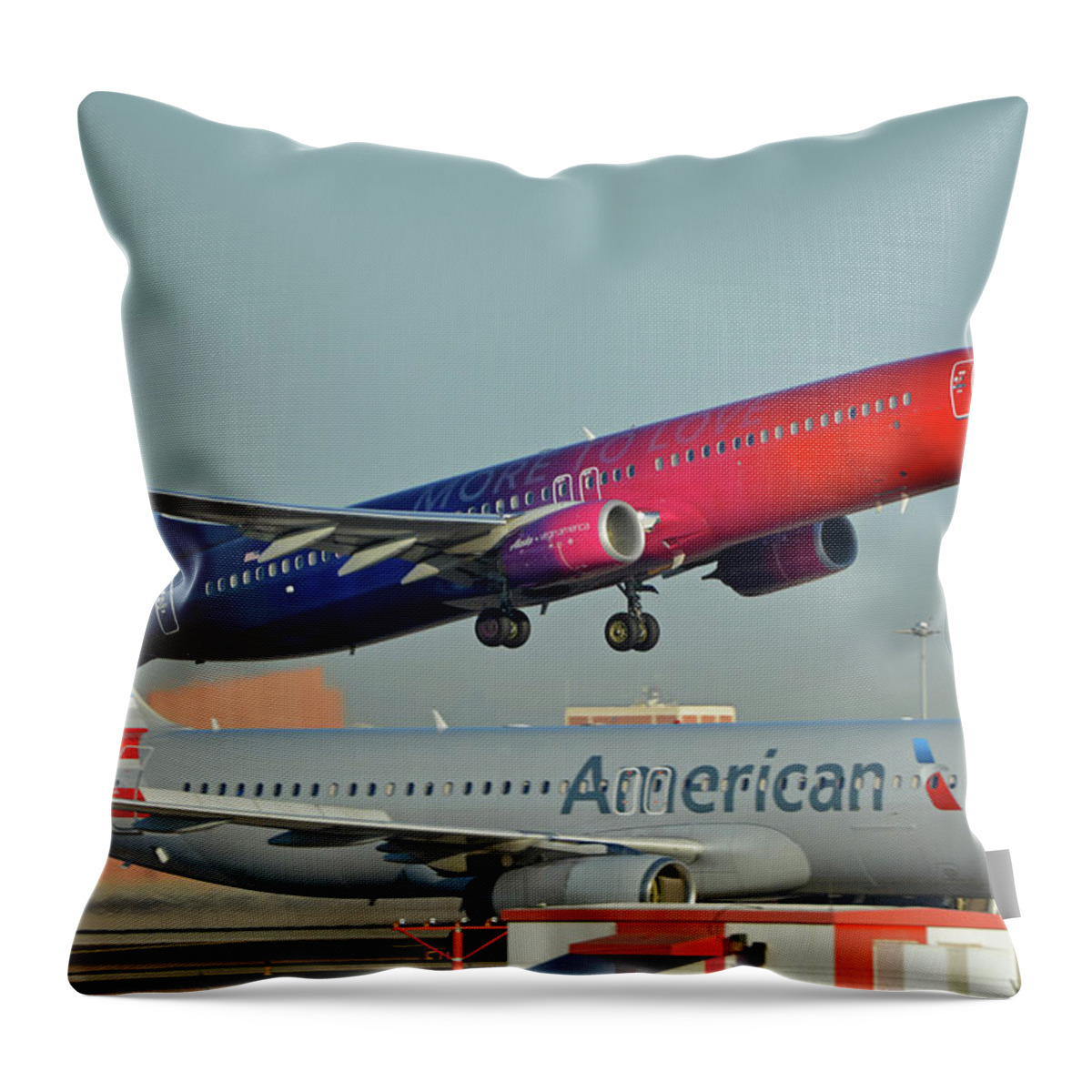 Airplane Throw Pillow featuring the photograph Alaska Boeing 737-900 N493AS More to Love Phoenix Sky Harbor October 27 2017 by Brian Lockett