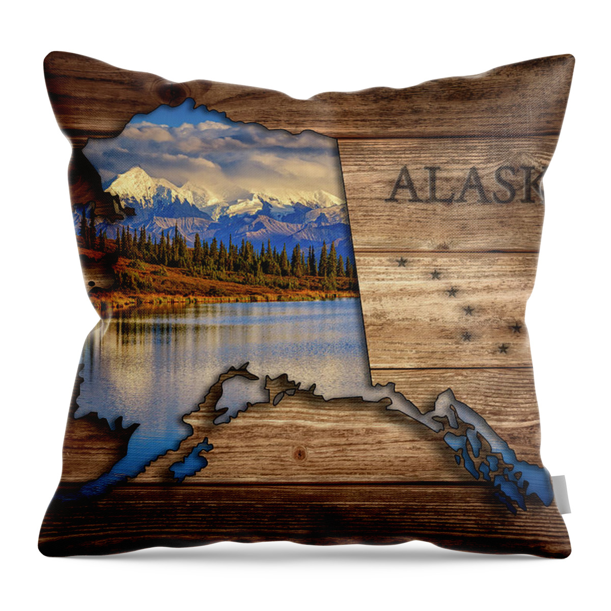 Alaska Throw Pillow featuring the photograph Alaska Map Collage by Rick Berk