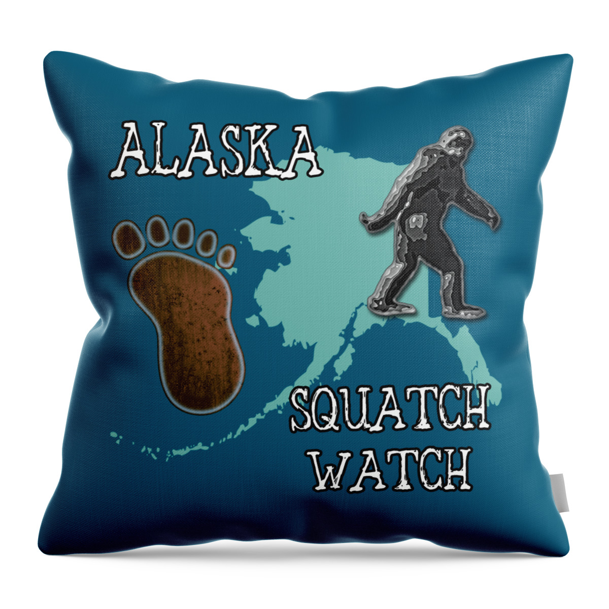 Alaska Throw Pillow featuring the digital art Alaska Squatch Watch by David G Paul