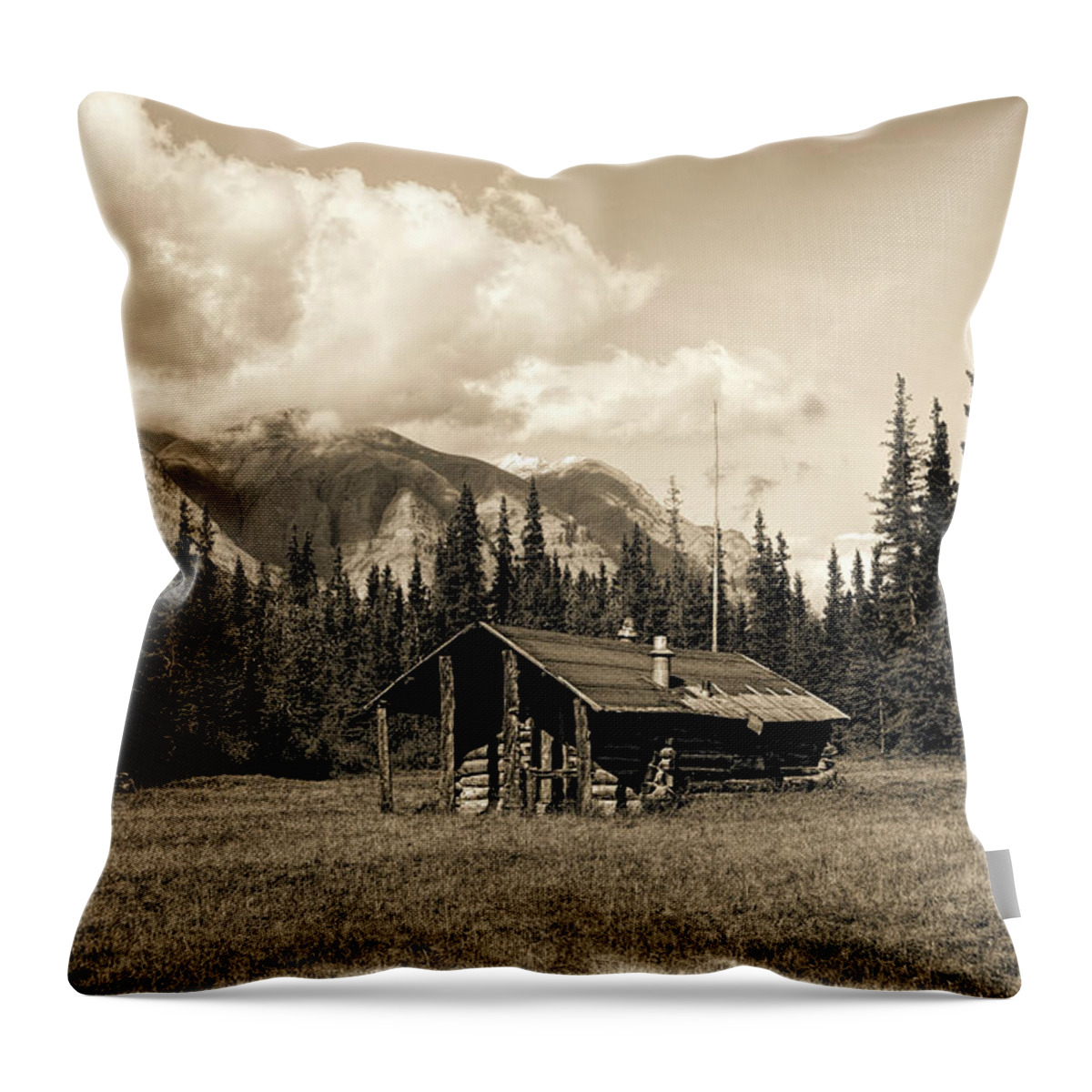 Alaska Throw Pillow featuring the photograph Alaska Trapper Cabin by Fred Denner