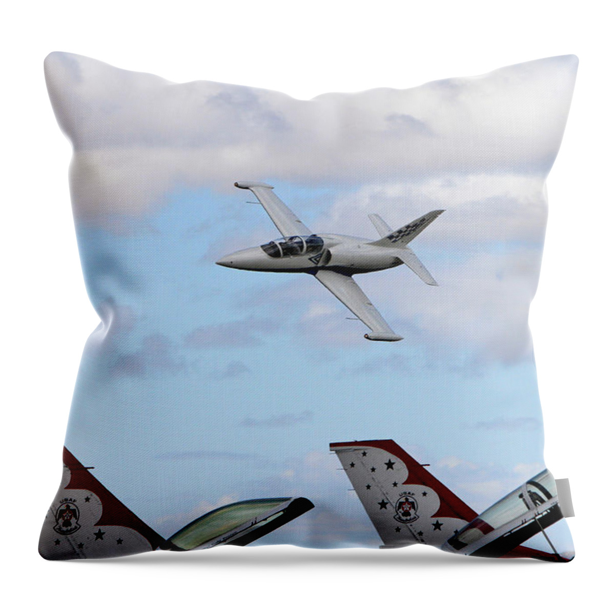 L-39 Throw Pillow featuring the photograph Albatros Over Thunderbirds by Shoal Hollingsworth