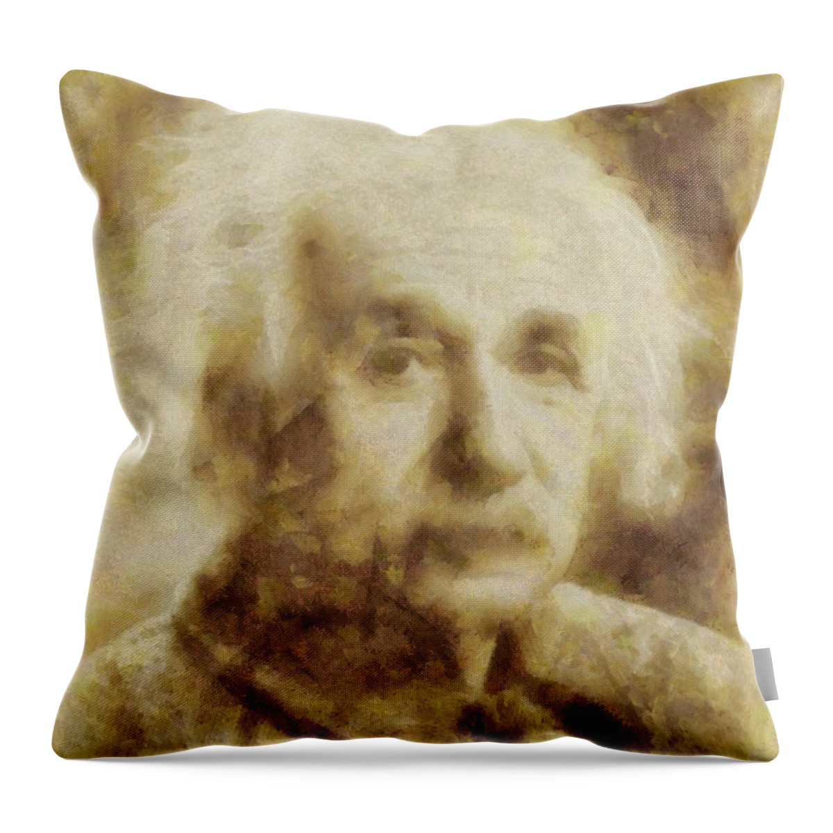 Cinema Throw Pillow featuring the painting Albert Einstein Famous Scientist by Esoterica Art Agency