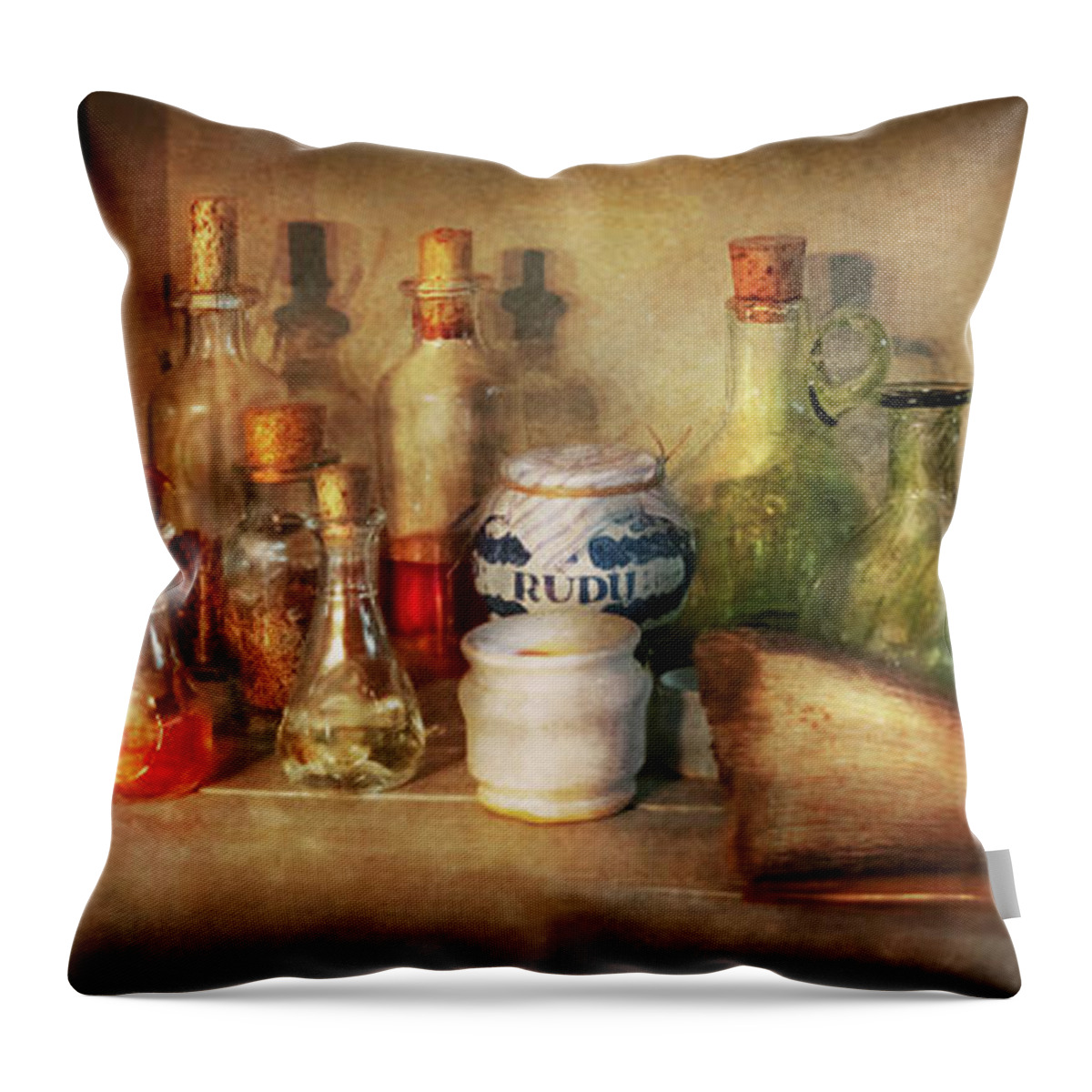 Pharmacist Throw Pillow featuring the photograph Alchemy - The home alchemist by Mike Savad