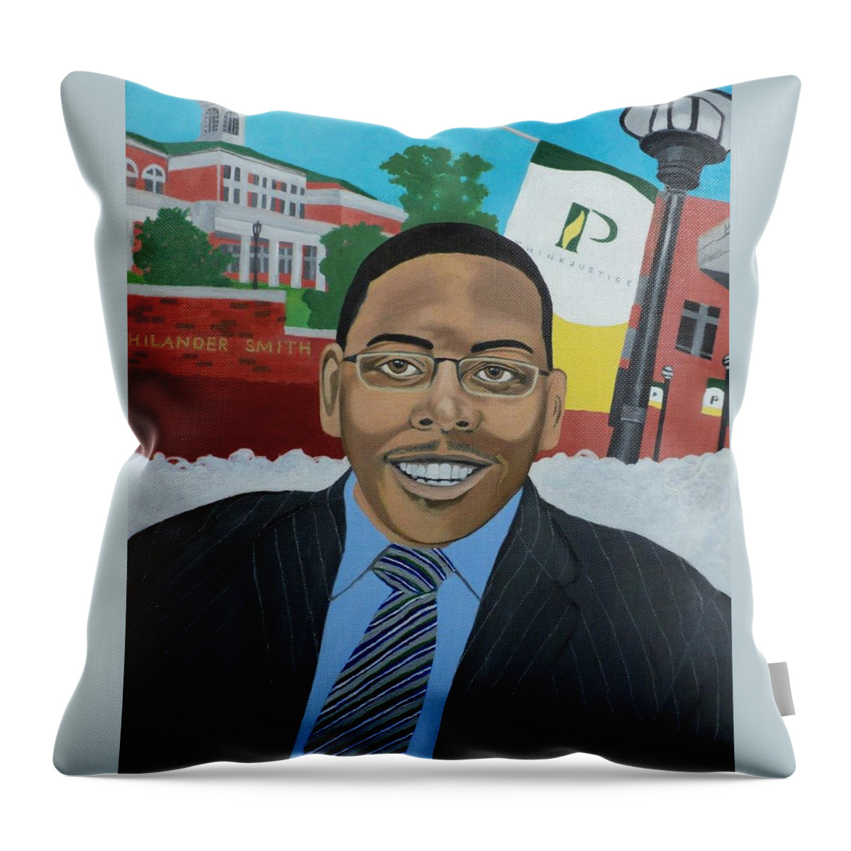 Black Throw Pillow featuring the painting Alex by Angelo Thomas