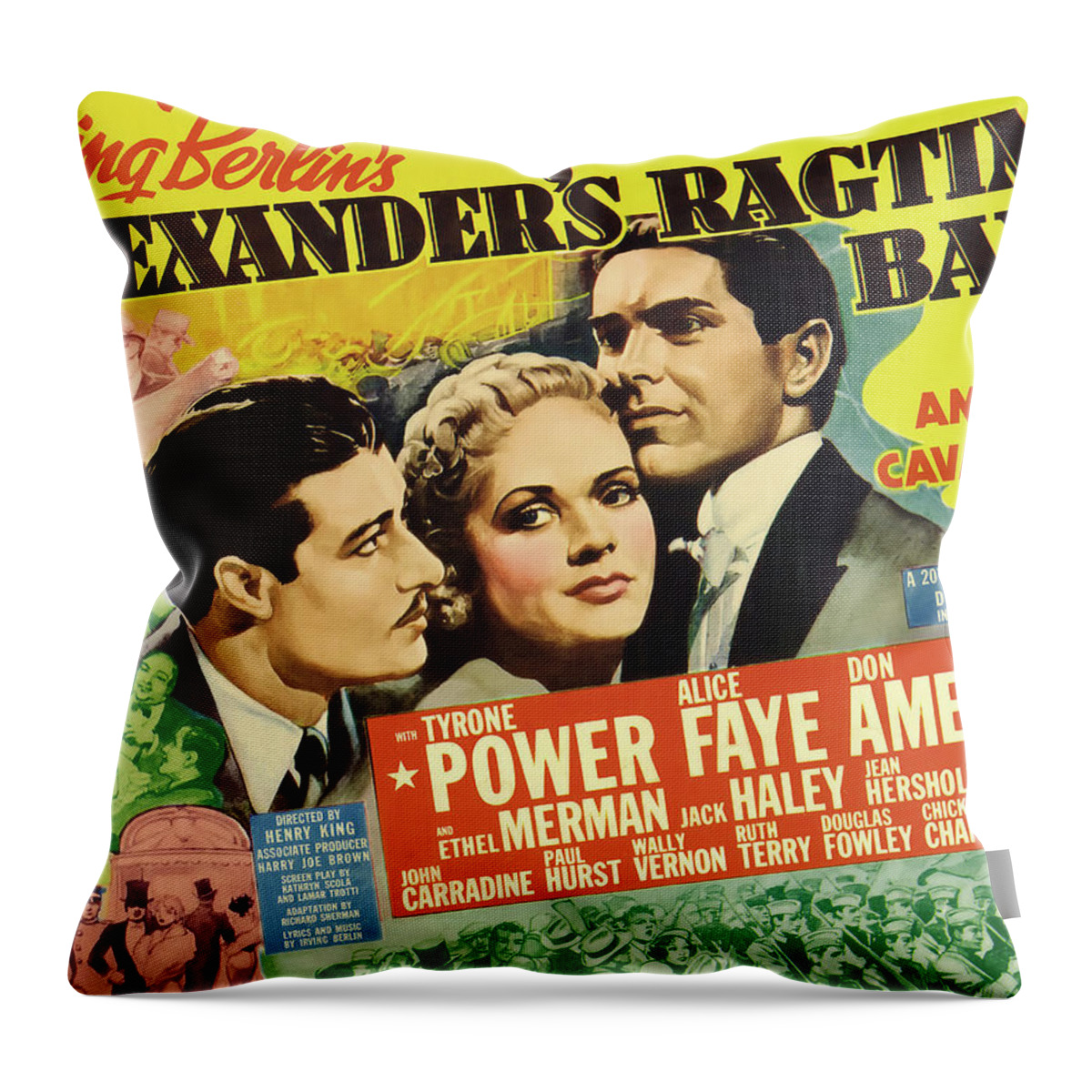 Movie Throw Pillow featuring the mixed media Alexander's Ragtime Band 1938 by Mountain Dreams