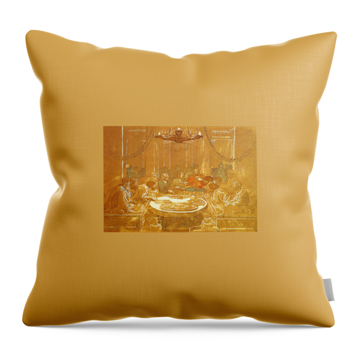 Alexandr Ivanov Throw Pillow featuring the painting Alexandr Ivanov Last supper by MotionAge Designs