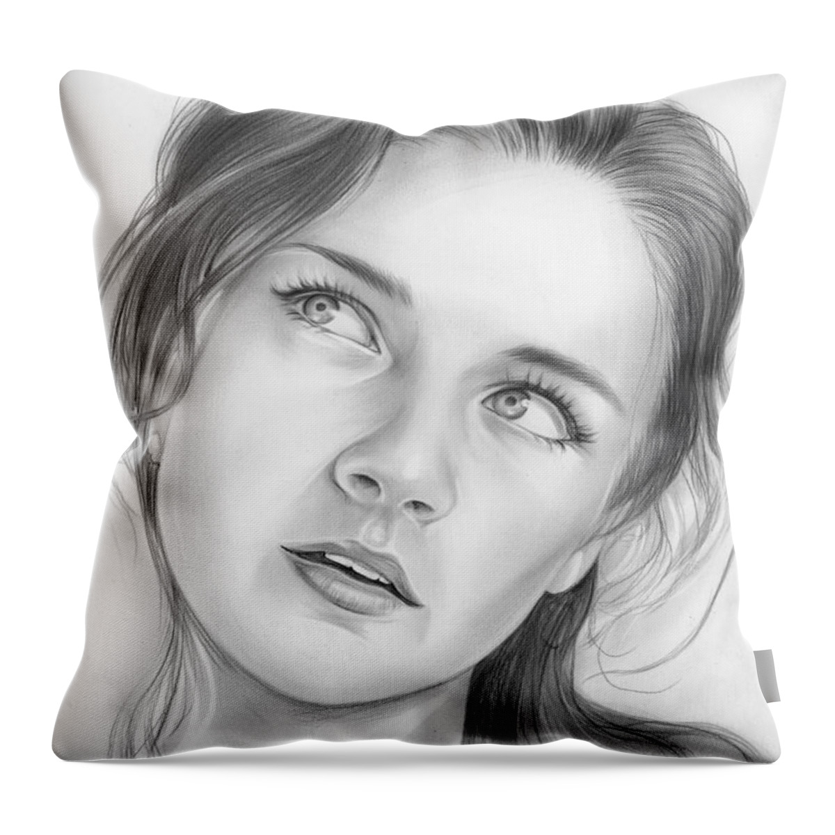 Alexis Bledel Throw Pillow featuring the drawing Alexis Bledel by Greg Joens