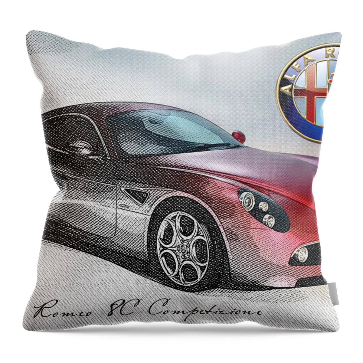 Wheels Of Fortune By Serge Averbukh Throw Pillow featuring the photograph Alfa Romeo 8C Competizione by Serge Averbukh