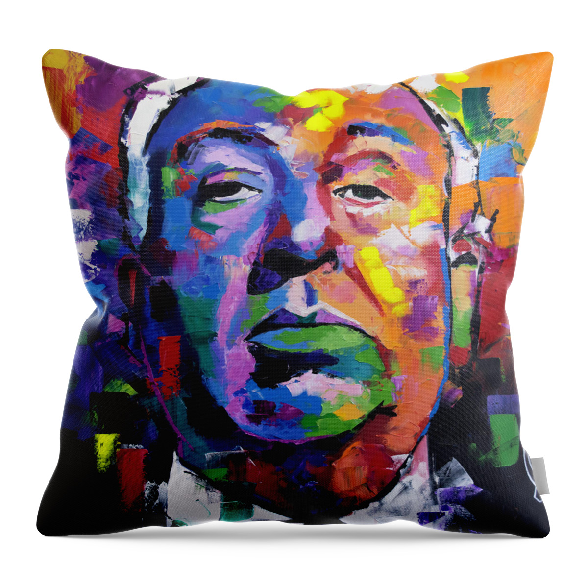 Hitchcock Throw Pillow featuring the painting Alfred Hitchcock by Richard Day