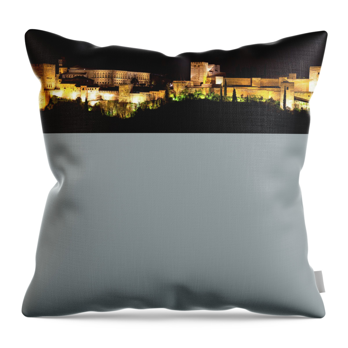 Alhambra Granada Throw Pillow featuring the pyrography Alhambra Royal Palace by Benny Marty