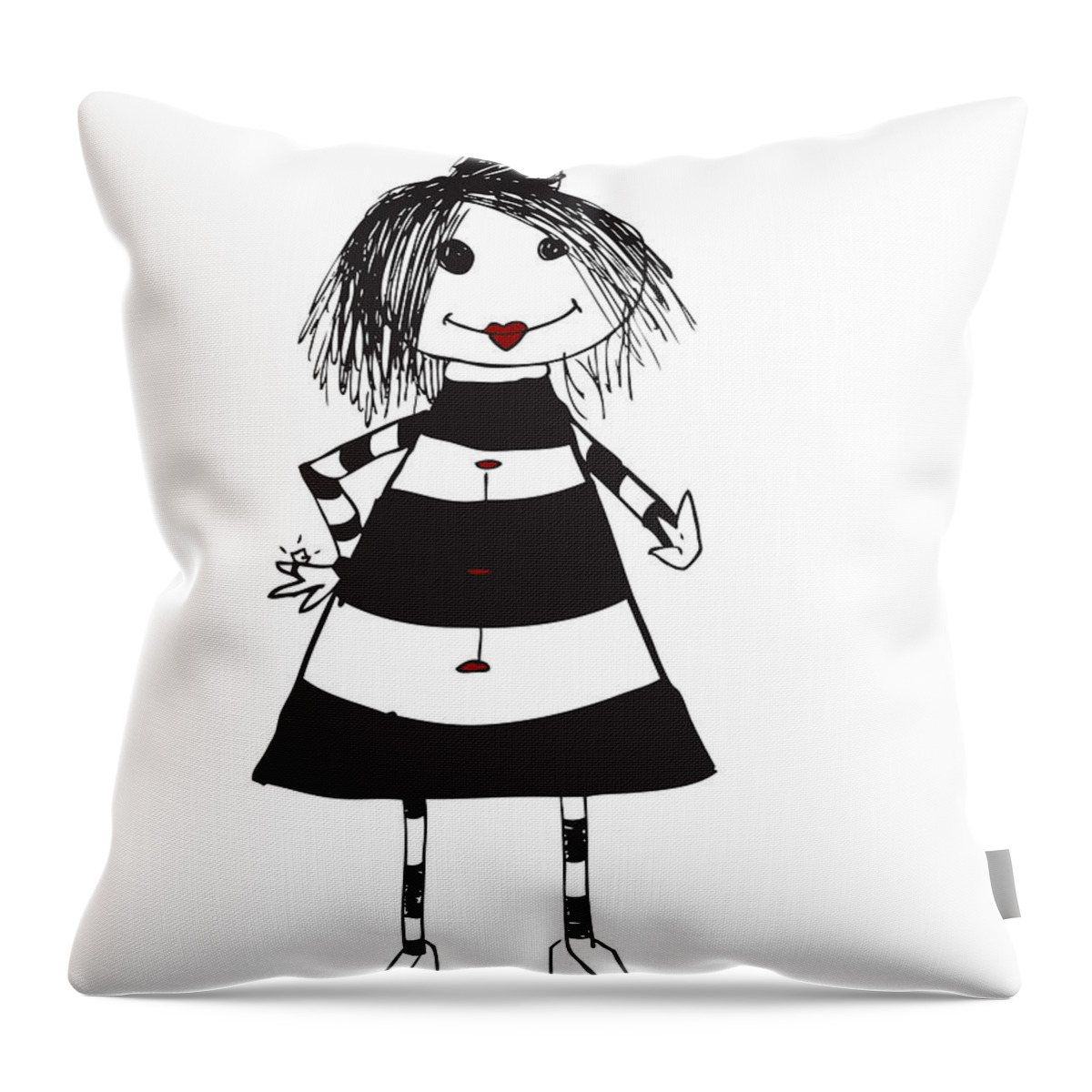 Alice Throw Pillow featuring the drawing Alice by Mike Mooney