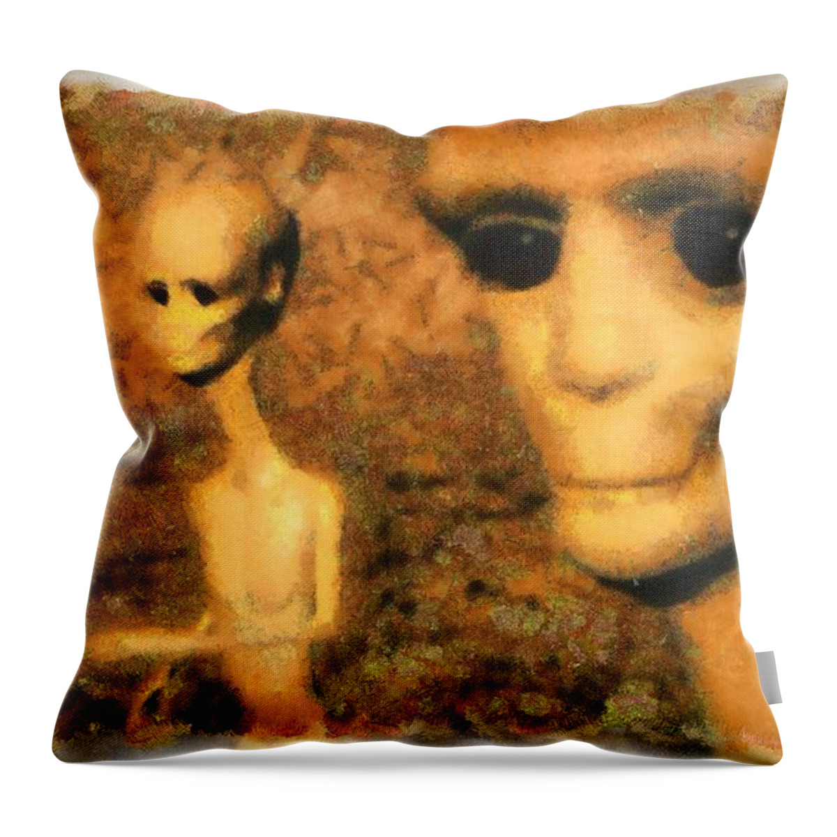 Ufo Throw Pillow featuring the painting Alien Friends by Esoterica Art Agency