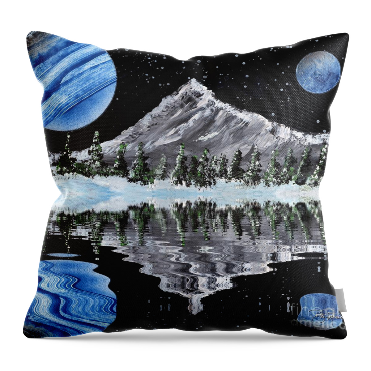 Spray Throw Pillow featuring the painting Alien landscape by Bill Richards