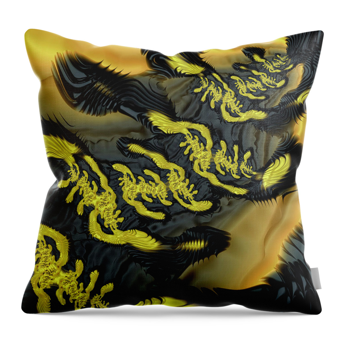 Fractal Throw Pillow featuring the digital art Alien Runes by Elisabeth Lucas