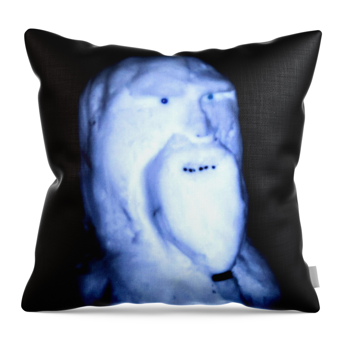  Throw Pillow featuring the digital art Alien Snowman by Digital Art Cafe